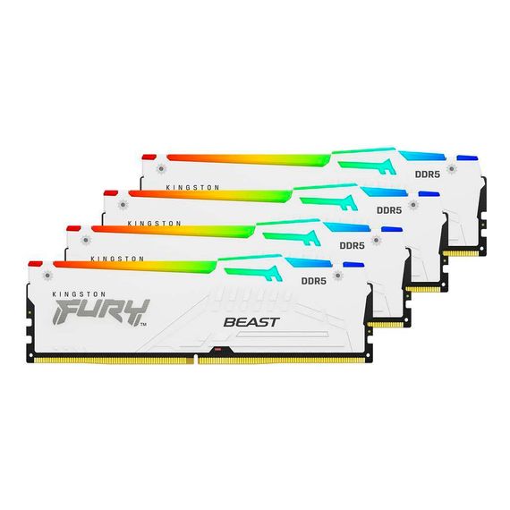 Модуль пам'яті для комп'ютера DDR5 128GB (4x32GB) 5600 MHz FURY Beast RGB White Kingston Fury (ex.HyperX) (KF556C40BWAK4-128) | Зображення 2