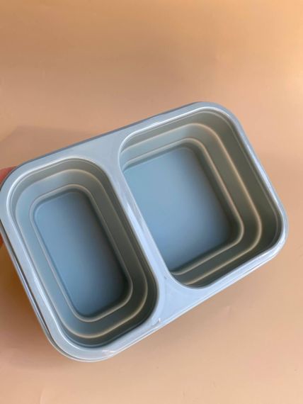 Ланч бокс дитячий силіконовий складний Синій | Зображення 3