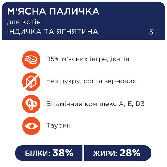 Лакомство для котов Club 4 Paws мясная палочка, индейка и ягненок 5г | Зображення 2