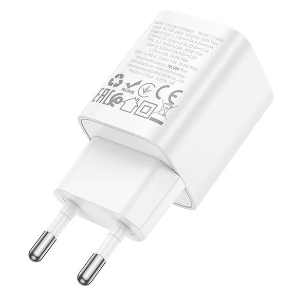 МЗП Hoco C149A Charm PD30W+QC3.0 (1USB-A/1C) White | Зображення 2