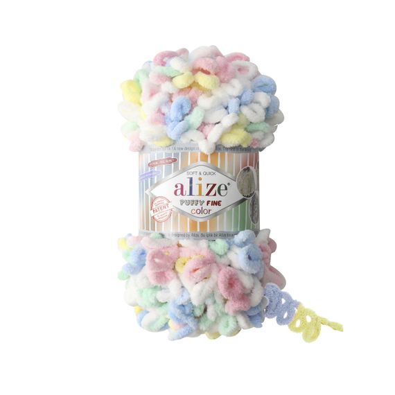 Пряжа Alize Puffy FINE Color 5949 фантазійна нитка плюшева