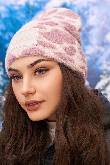 Легкая мягкая двухцветная шапка (5144) светлая пудра + темная пудра