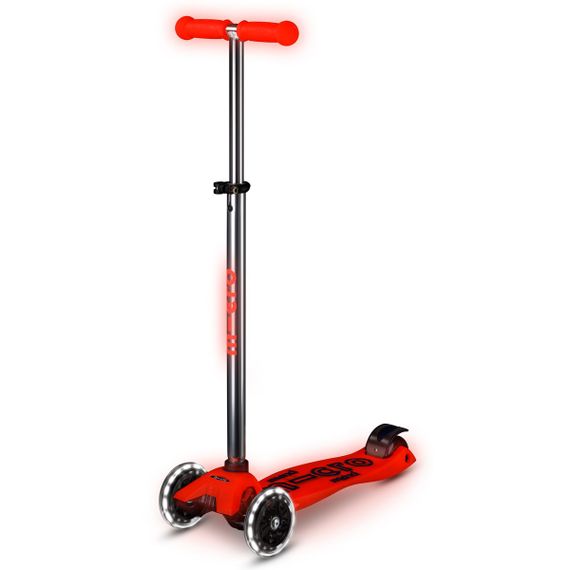 Трехколесный самокат Maxi Deluxe Glow LED Red (Красный со светящимися колесами)
