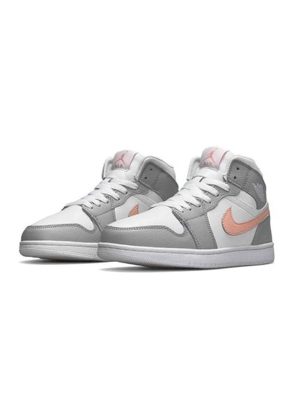Зимние женские кроссовки  Air Jordan 1 Retro High Grey White Pink Fur   , Вьетнам 36 23 см | Зображення 4