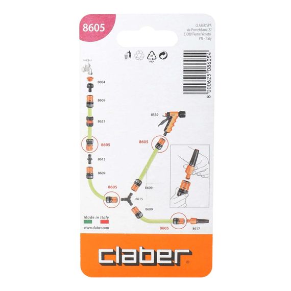 Конектор для поливального шлангу 3/4" з системою "Aquastop" Claber 8605 | Зображення 2