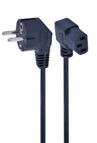 Кабель силовий Cablexpert PC-186A-VDE1B-1.5M, довжина 1.5 м, сертифікований VDE, вилка під кутом 90 градусів, 3*1 мм кв.