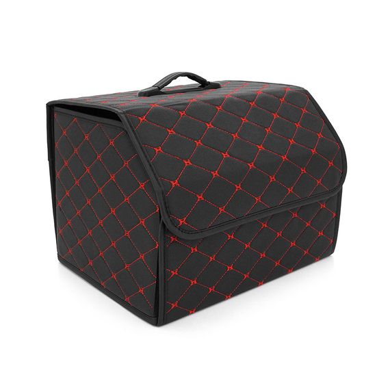 Складаний шкіряний автомобільний органайзер 400x320x300, Black-Red