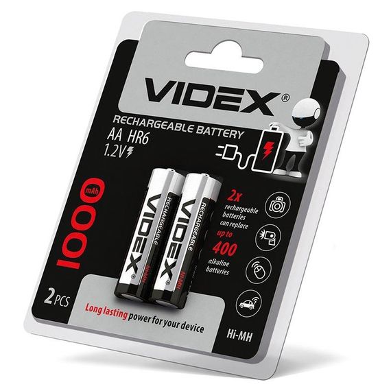 Акумулятори Videx HR6/AA 1000mAh double blister/2шт | Зображення 1