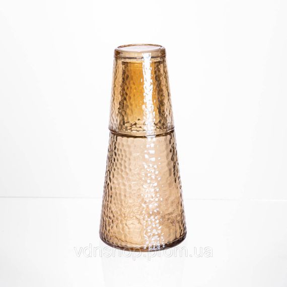 Глечик 800 мл зі склянкою 1 (шт) 250 (мл) графин для компоту соку води лимонаду глечик для напоїв Коричневий HP-19-TH-2 | Зображення 1