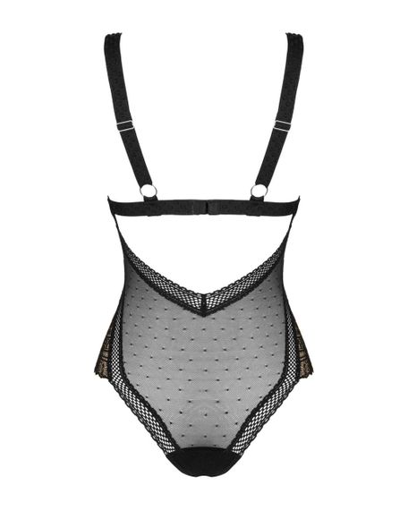 Мереживне боді з декольте Obsessive Estiqua teddy M/L, чорне, широкі лямки sexstyle | Зображення 5