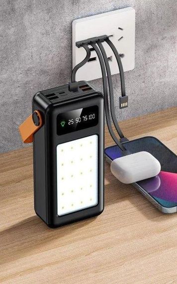 Power Bank 50000 mAh со встроенными кабелями и фонариком | Зображення 4