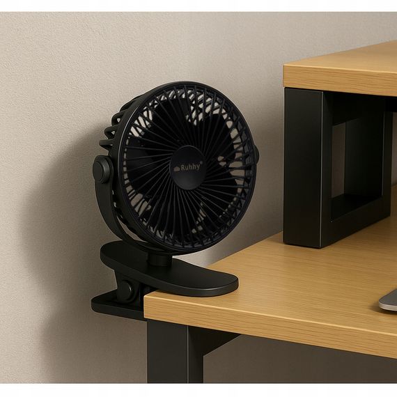 Бездротовий вентилятор RUHHY 25567 з прищіпкою та USB-C 1200 мА·год чорний | Зображення 9