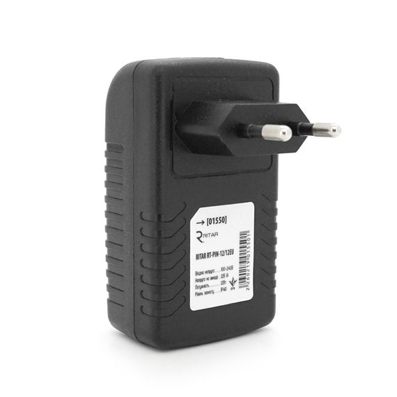 POE інжектор RITAR RT-PIN-12/12EU, 12V 1A (12Вт) з портами Ethernet 10/100Мбіт/с, EU PLUG | Зображення 2