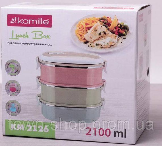 Ланч-бокс Kamille Food Box 3 емкости по 700мл, 20х14.5х18.5см KM-2126 | Зображення 4