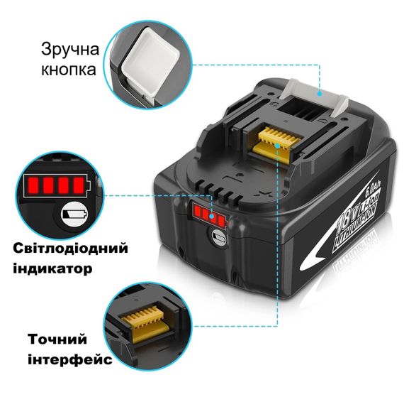 Корпус для інструменту шуруповерта Makita 15S3P15*18650 для АКБ-інструменту 21V BL18650 з індикаторм | Зображення 2