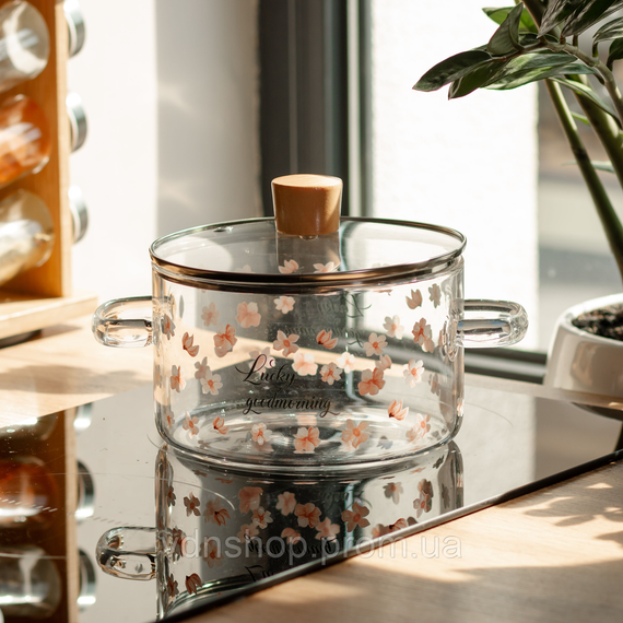 Скляна каструля прозора 1.7 літр з кришкою жароміцна HP-34-22 | Зображення 4