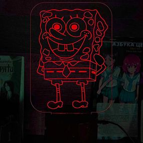 Акриловий світильник-нічник Губка Боб червоний tty-n000125