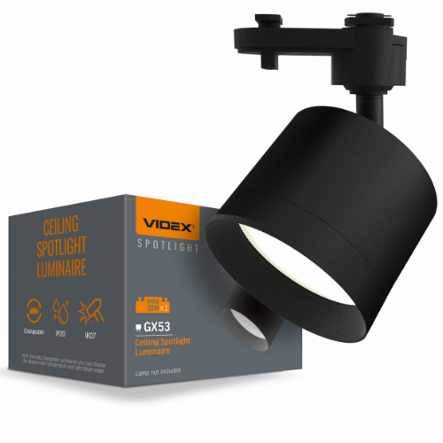LED Світильник трековий під лампу GX53 чорний VL-SPF17C-B Videx