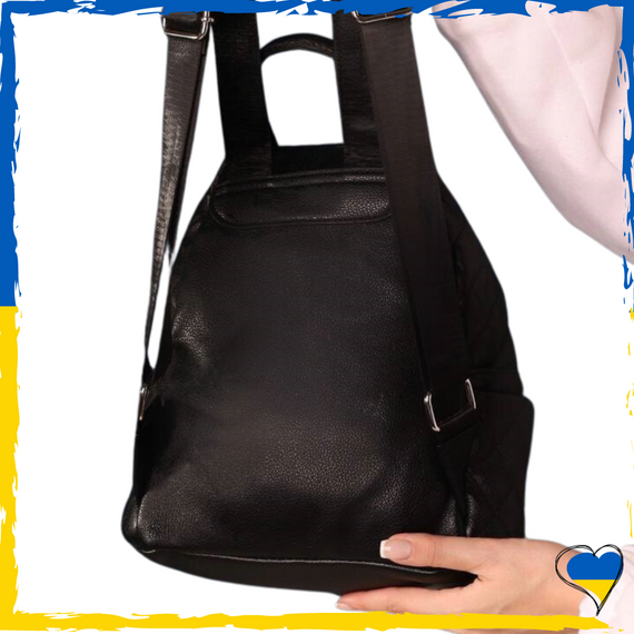 Рюкзак жіночий з якісної екошкіри. Рюкзак для дівчаток. Рюкзак чорний | Зображення 2