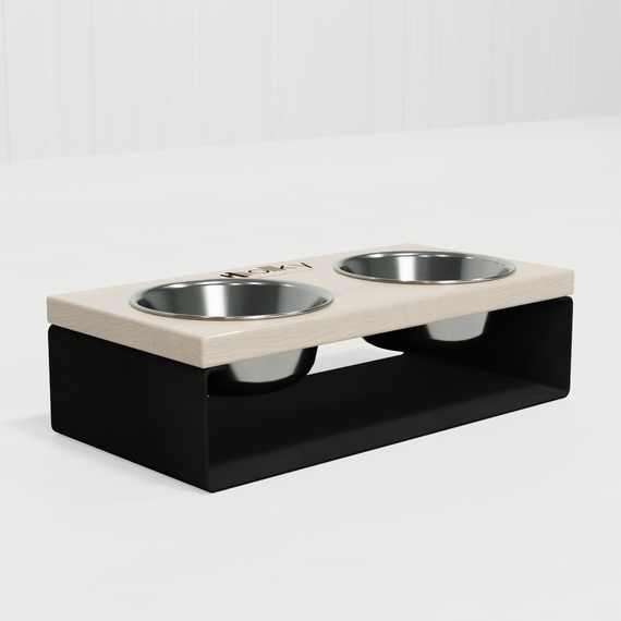 Миски на подставке из цельного металлического листа для собак и котов Hollky SteelWood S (2 × 0,45 л) SWS-36188-BLWH | Зображення 7