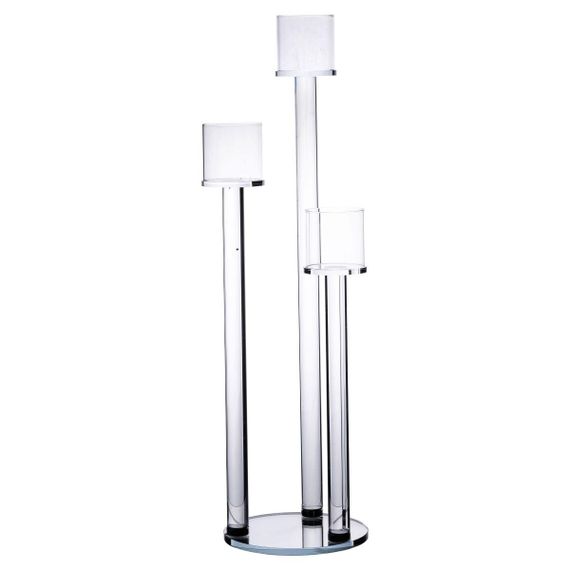 Подсвечник стеклянный на 3 свечи 16×57 см подсвечник декоративный прозрачный на ножке HP-4-15