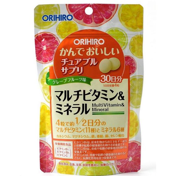Мультивітаміни Orihiro Multivitamins & Minerals 500 mg 120 Tabs Grapefruit