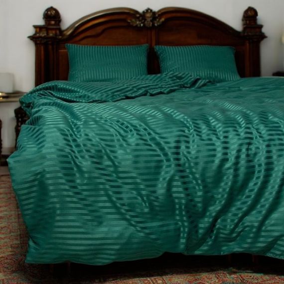 Комплект постельного белья двуспальный MakSon Elegant Emerald, страйп-сатин, 100% хлопок (017-1175210С) | Зображення 1