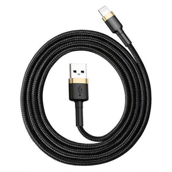 Дата кабель Baseus Cafule Lightning Cable 2.4A (1m) (CALKLF-B) Золотой / Черный | Зображення 1