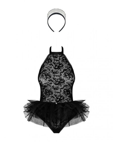 Костюм покоївки Obsessive Frilles Чорний S/M | Зображення 3