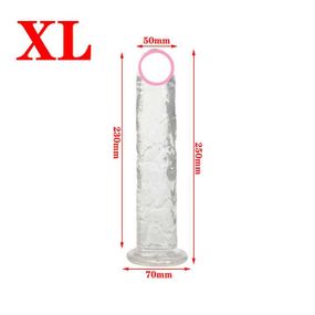 Гелевий фаллос на присоску — 25х5 см прозорий