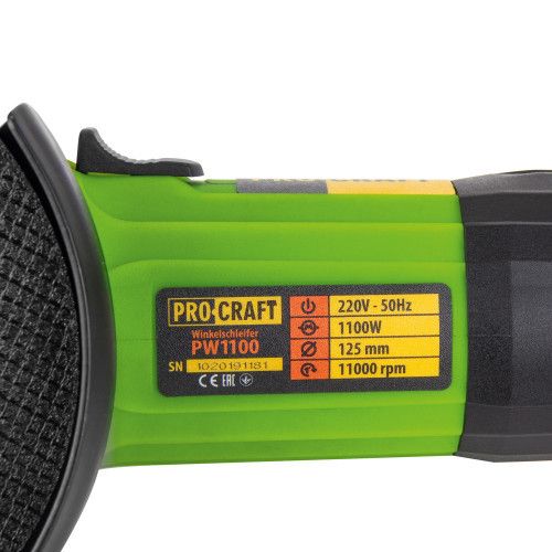 Машина угловая шлифовальная PROCRAFT PW 1100 125мм 1100Вт 11000об/мин | Зображення 5
