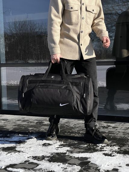Дорожная сумка черная Nike белое лого | Зображення 3