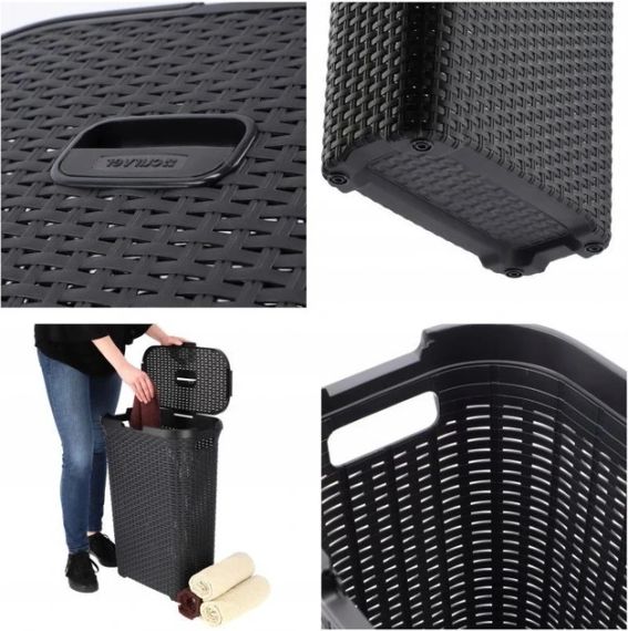 Корзина для белья пластиковая Curver Natural Style 40 л 00709 темно-серая, прочная и удобная | Зображення 4