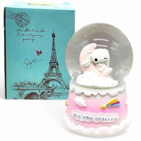 Уцінка. Нічник-снігова куля аніме "Sanrio - Cinnamoroll" 9 см, зайчик на місяці Тріщина