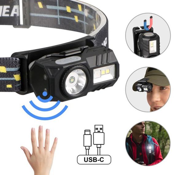 Фонарь налобный T131-XPE+3SMD с CN-226 датчиком движения | Зображення 2