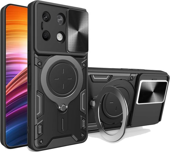 Чохол Magnetic Stand з захистом камери для Xiaomi Redmi Note 13 Pro 5G / Poco X6 колір Чорний