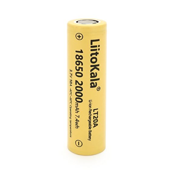 Акумулятор 18650 Li-Ion LiitoKala Lii-LT20A, 2000mah (1900-2000mah), 3.7V (2.75-4.2V), Yellow