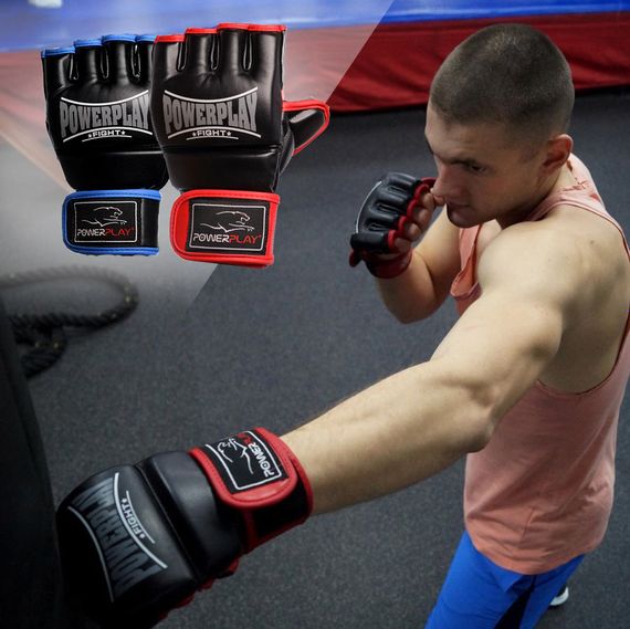 Рукавиці для MMA PowerPlay 3058 Чорно-Сині M | Зображення 9