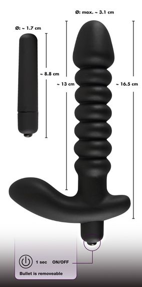 Анальний вібратор - Black Velvets Vibrating Plug Medium | Зображення 6