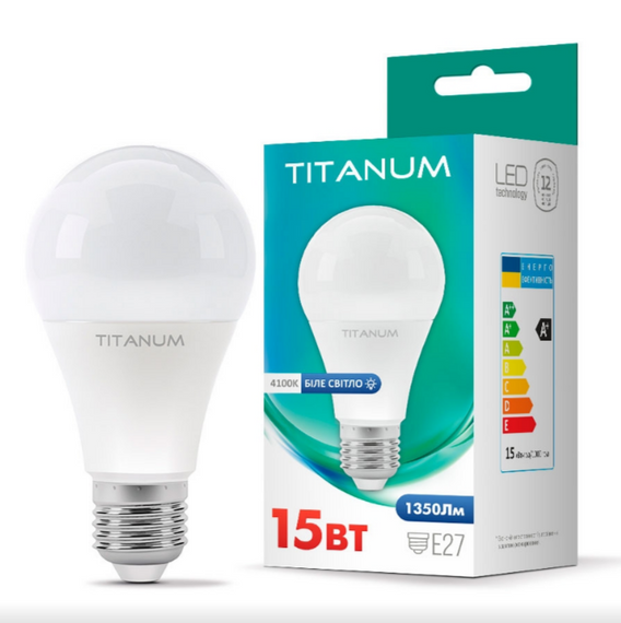 Лампа A65 15W E27 4100К 220V LED Titanum