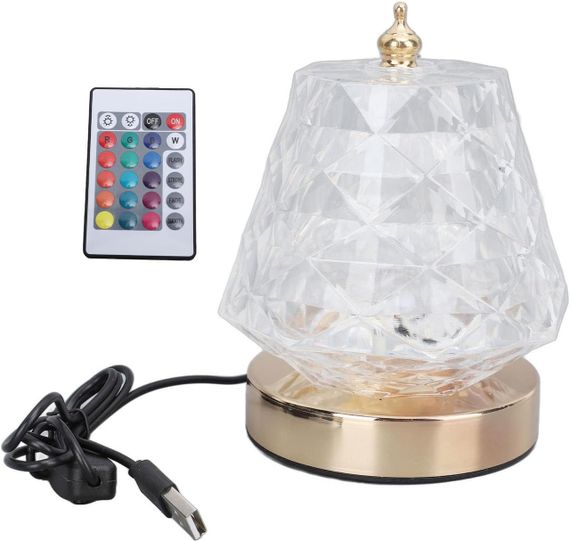 Лампа настільна Crystal з 16 кольорами RGB, нічник з USB і пультом дистанційного керування, світлодіодна лампа | Зображення 3
