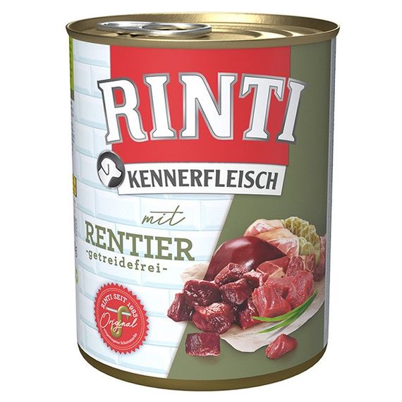 Вологий корм для собак з оленіною Rinti Kennerfleisch Mit Rentier, 800 гр