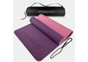 Килимок для йоги та фітнесу EasyFit TPE+TC 6 мм двошаровий + Чохол фіолетовий з рожевим (EF-1924s-VP)