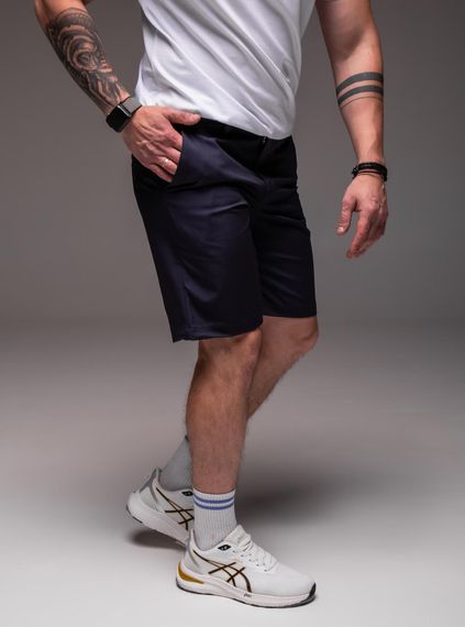 Мужские летние брючные шорты коттоновые под ремень RA2032, цвет темно-синий, размер XL | Зображення 2