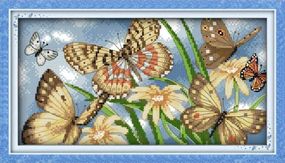 Набір для вишивання за нанесеною на канву схемою "Colorful butterflies". AIDA 14CT printed, 38*33 см