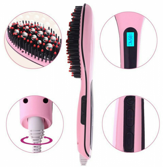 Електрична щітка-випрямляч Fast Hair Straightener HQT-906 Фен-щітка для випрямлення та укладки волосся з LED дисплеєм та | Зображення 2