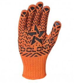 Рукавички 5664 трикотаж з малюнком ПВХ Зірка р.12 клас 7 помаранч ДКГ