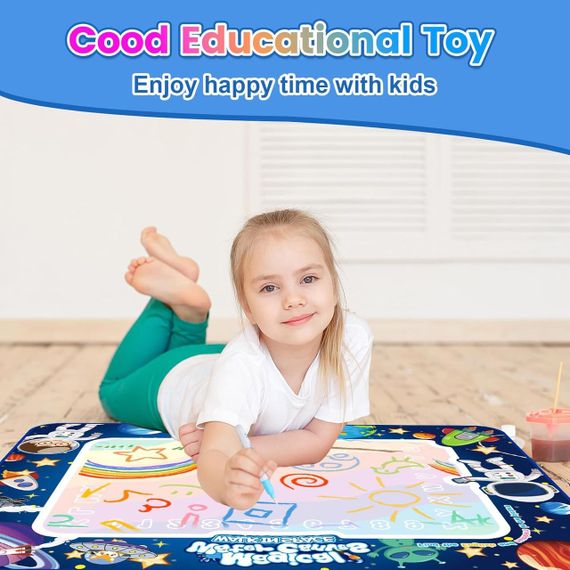 Коврик водяной для рисования с ручкой трафаретами, акваковрик с космонавтами с исчезающими рисунками, 2-7 лет | Зображення 5