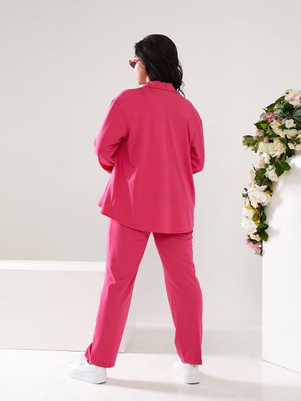 Женский костюм тройка рубашка+футболка+брюки трикотажный NB23007 размер 42/44 цвет розовый | Зображення 6