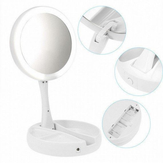 Складное зеркало для макияжа с Led подсветкой My FoldAway Mirror с органайзером для косметики и аксессуаров | Зображення 1